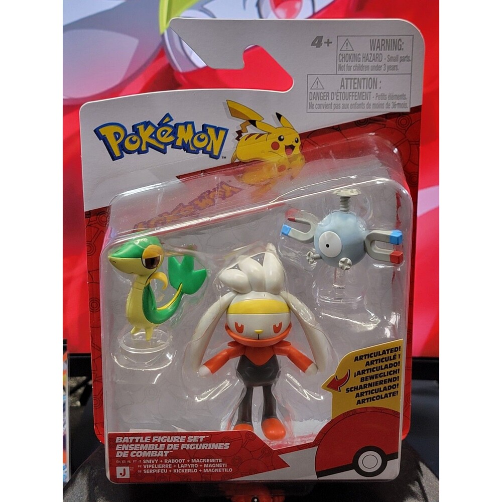 Pokémon Battle Figure Set. Snivy, Raboot, Magnemite. Fast Shipping